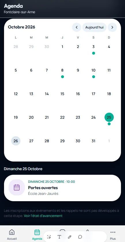 Agenda des événements de la commune